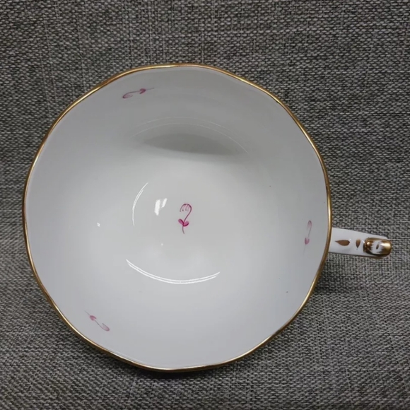 Herend 724 Chinese Bouquet Raspberry Pink Coffee Tea Flat Cup & Saucer Set - Picture 5 of 11